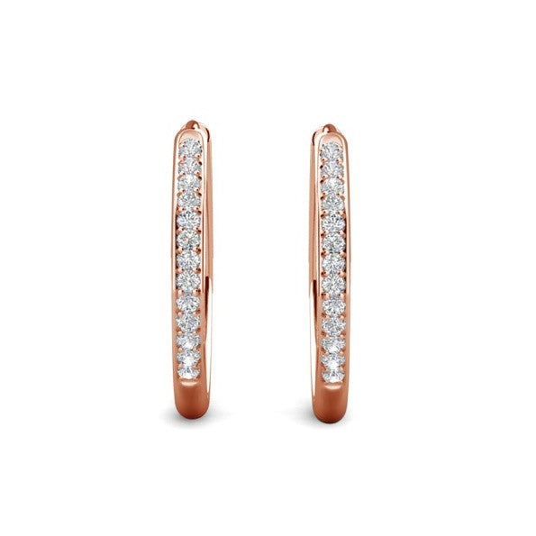 Bianca 仿钻石水晶镀 18k 白金银圈耳环