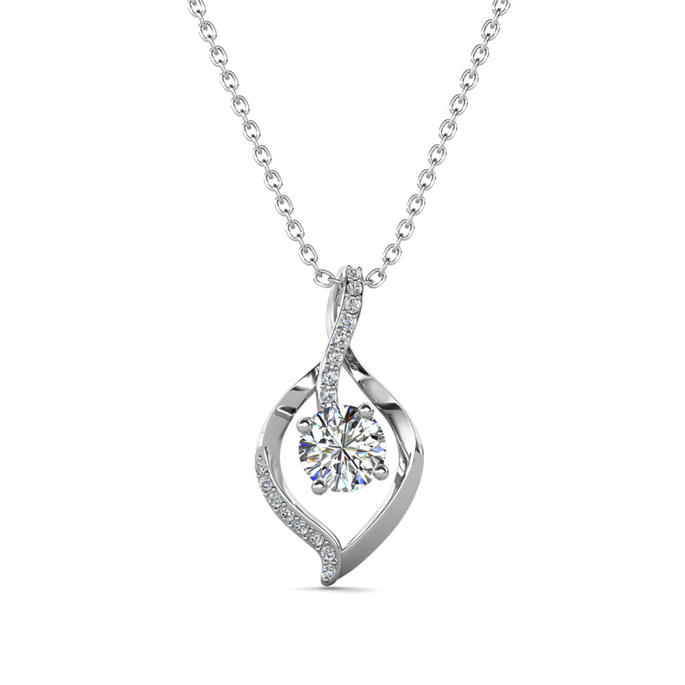 Sabrina 18k White Gold Plated Pendant Necklace with Crystals