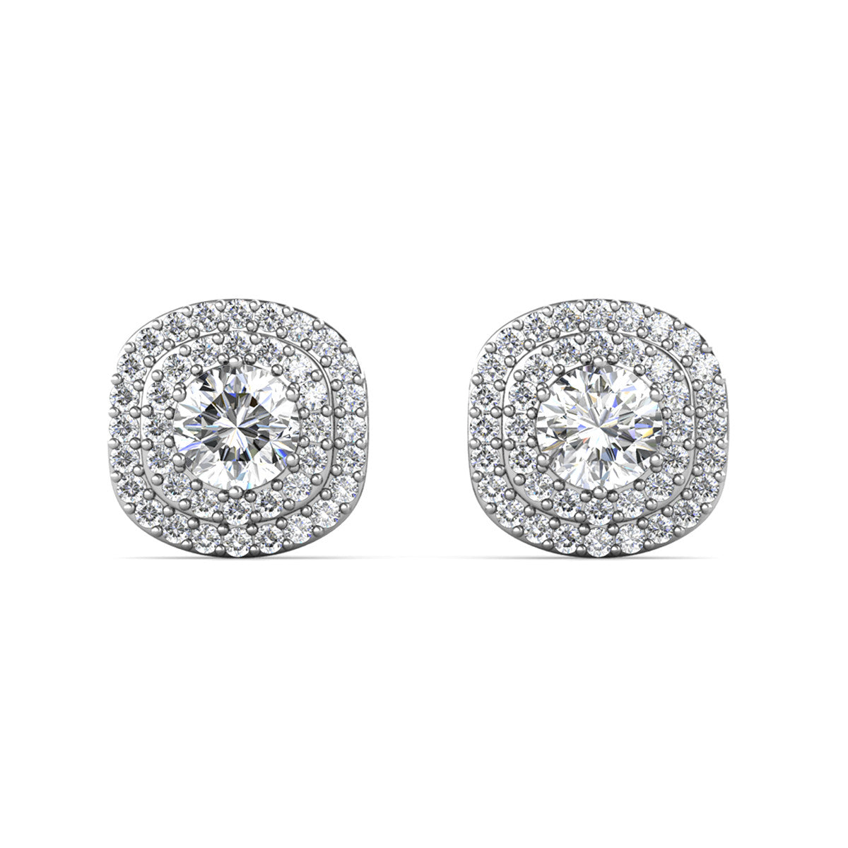 Moissanite by Cate & Chloe Lucy Sterling Silver Stud Earrings with Moissanite and 5A Cubic Zirconia Crystals