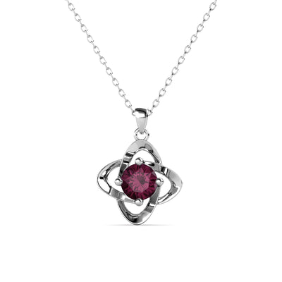 Collar de amatista con piedra natal de febrero infinito, collar de cristal con piedra natal de plata chapada en oro blanco de 18 k