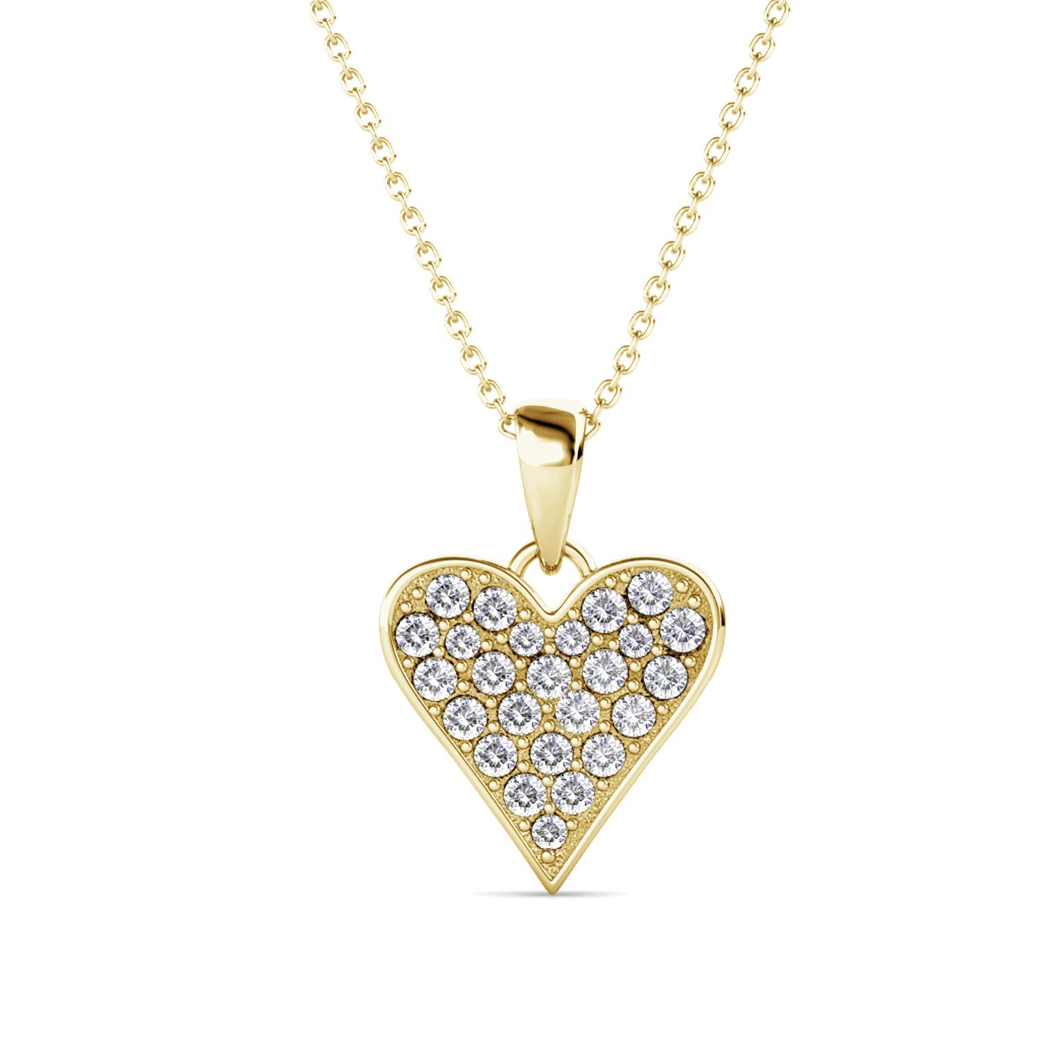 Cecilia 18k White Gold Plated Heart / Spade Necklace with Swarovski Crystals