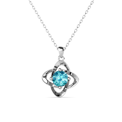 Collar de aguamarina con piedra natal de marzo infinito, collar de cristal con piedra natal de plata chapada en oro blanco de 18 k