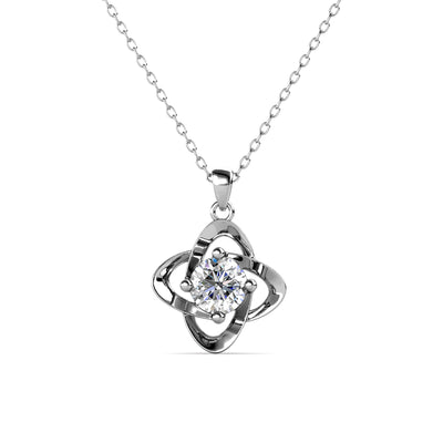 Collar de diamantes con piedra natal de abril infinito, collar de cristal con piedra natal de plata chapada en oro blanco de 18 k