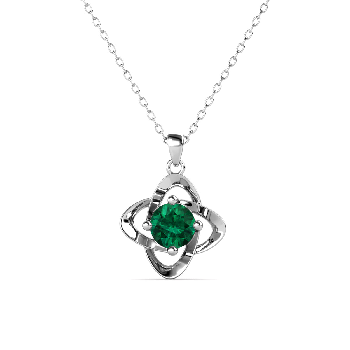 Infinity May Birthstone Emerald Necklace 18k White Gold Plated Silver Birthstone Necklace with Swarovski Crystal