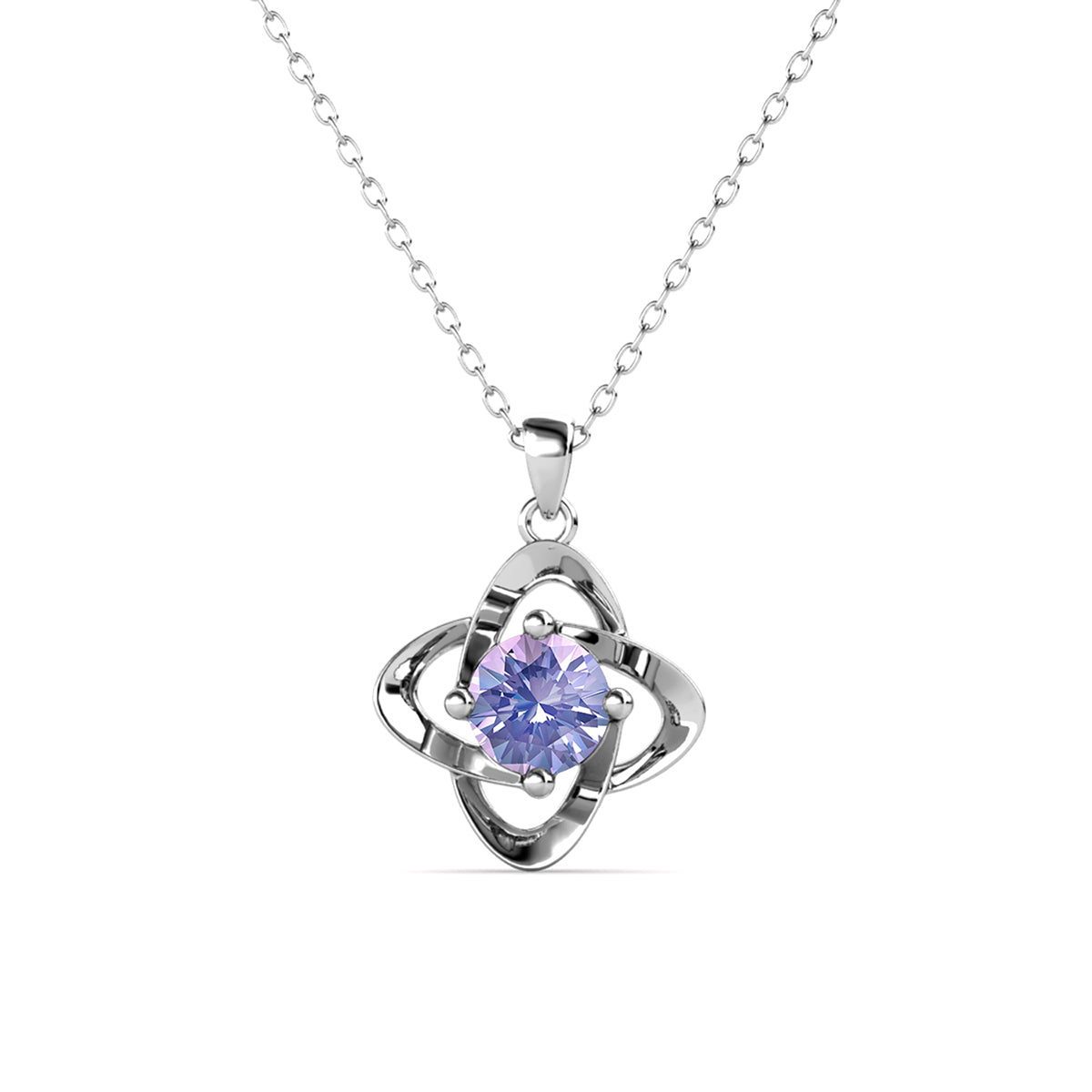 Infinity June Birthstone Alexandrite Necklace 18k White Gold Plated Silver Birthstone Necklace with Swarovski Crystal