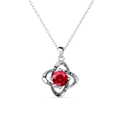 Collar de rubíes con piedra natal de julio infinito, collar de cristal con piedra natal de plata chapada en oro blanco de 18 k