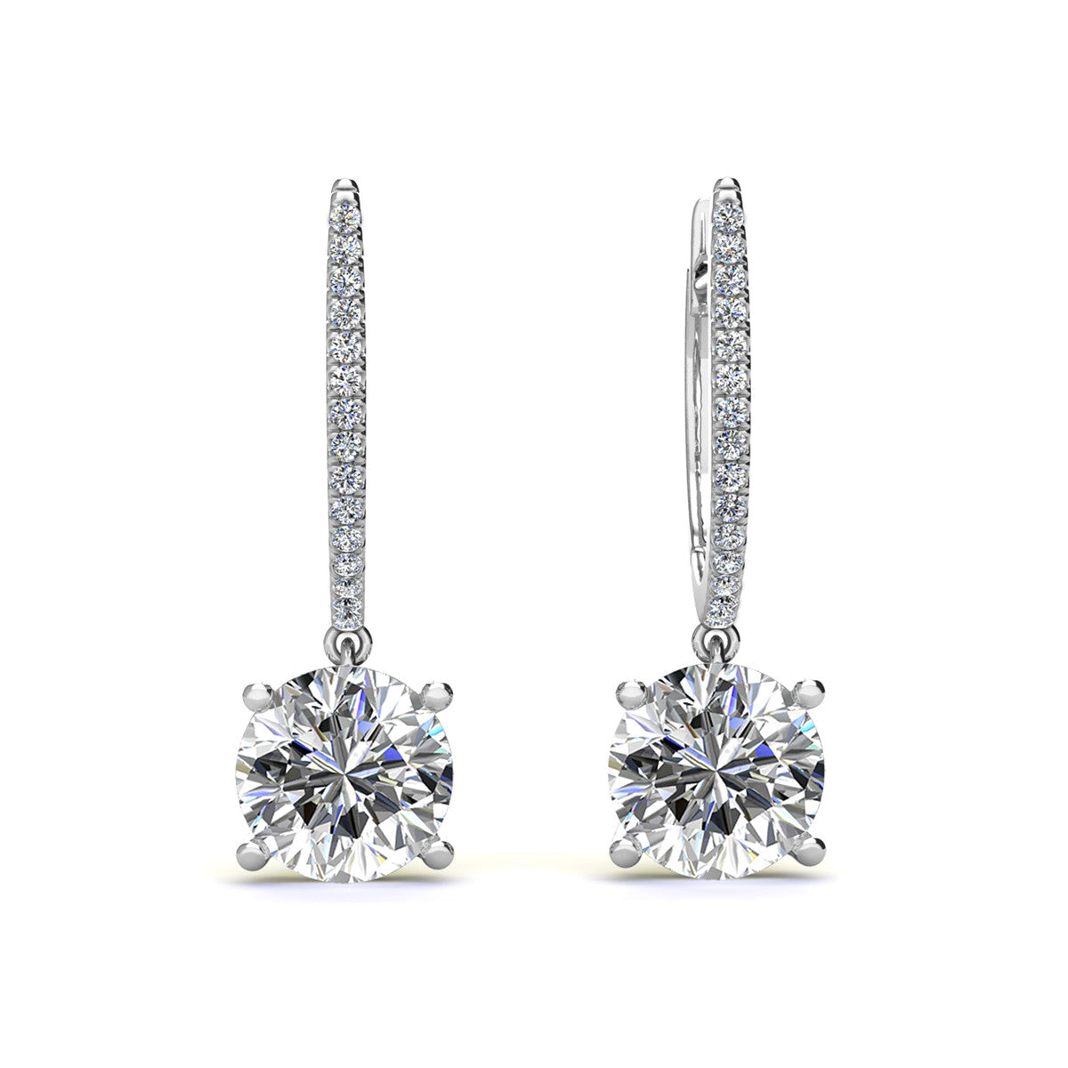 Moissanite by Cate & Chloe Finley Sterling Silver Drop Earrings with Moissanite Crystals