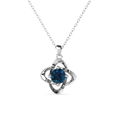 Collar de topacio azul con piedra natal de diciembre infinito, collar de cristal con piedra natal de plata chapada en oro blanco de 18 k