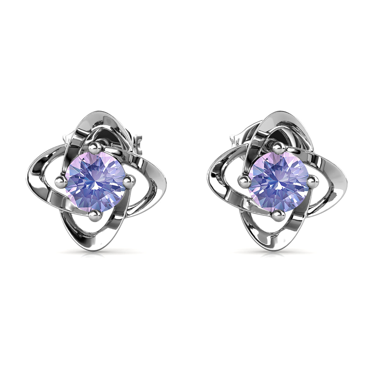 Infinity June Birthstone Alexandrite Earrings 18k White Gold Plated Silver Birthstone Earrings with Swarovski Crystal