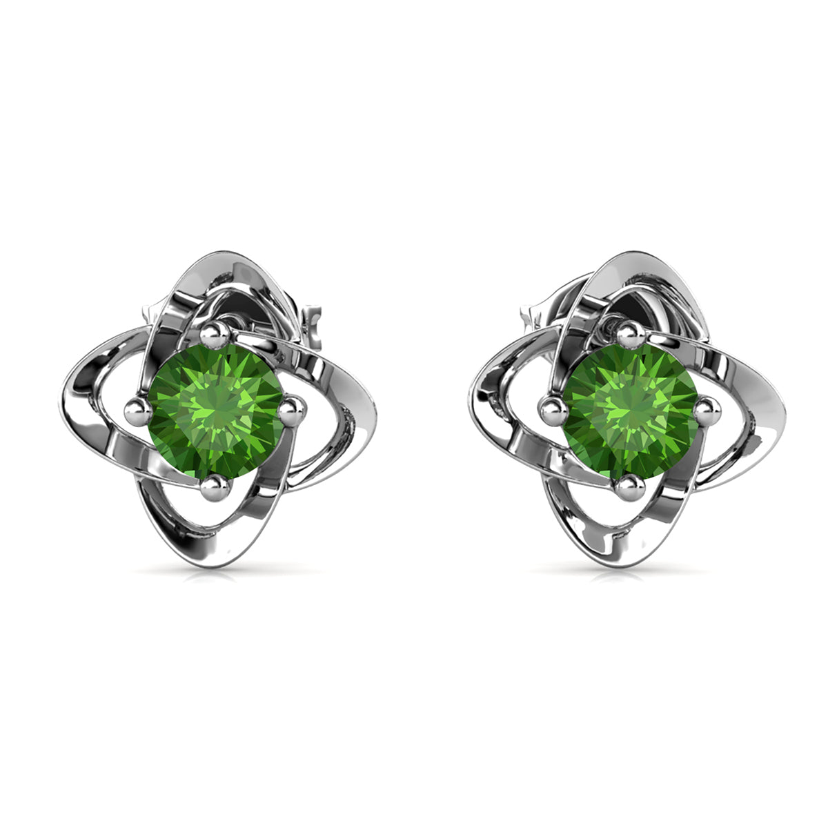 Infinity August Birthstone Peridot Earrings 18k White Gold Plated Silver Birthstone Earrings with Swarovski Crystal