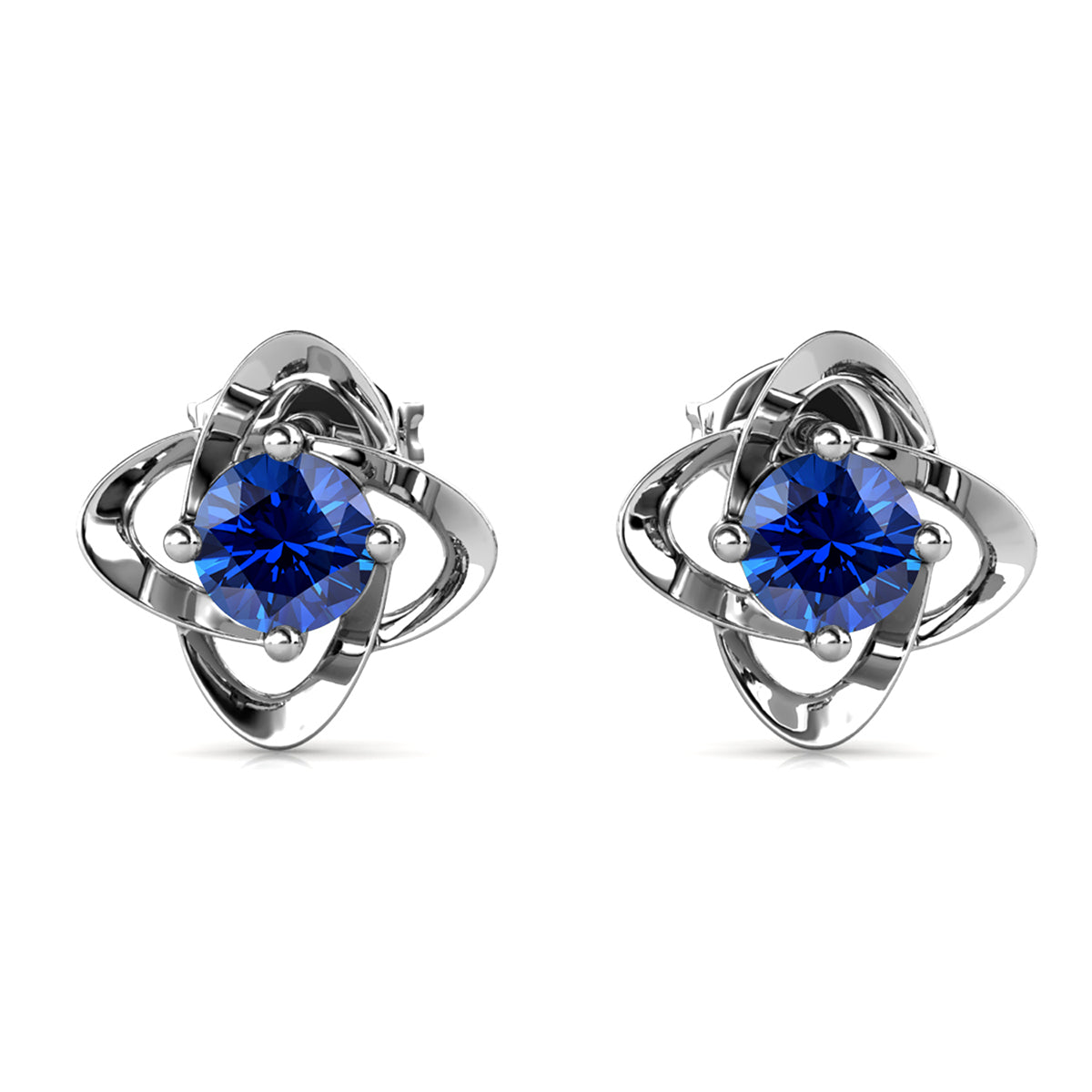 Infinity September Birthstone Sapphire Earrings 18k White Gold Plated Silver Birthstone Earrings with Swarovski Crystals