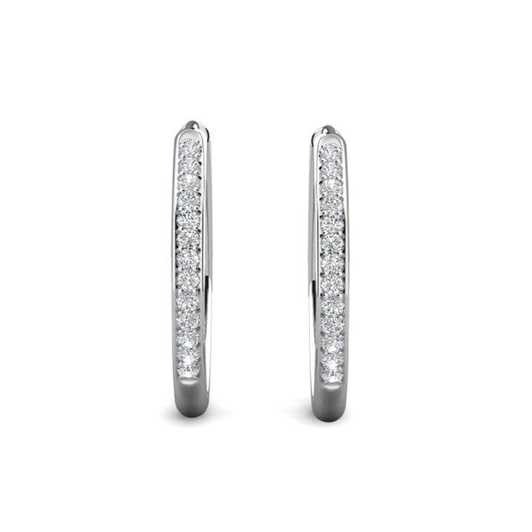 Bianca 仿钻石水晶镀 18k 白金银圈耳环