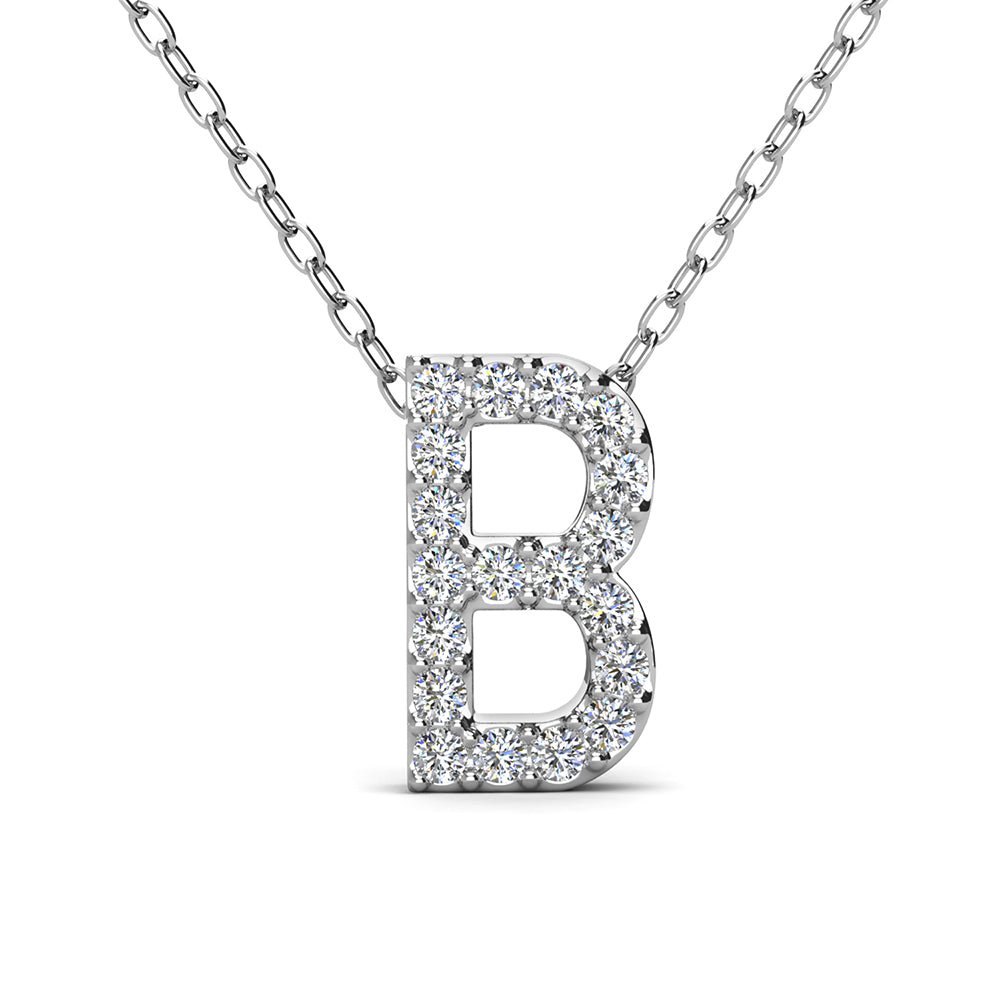 Ethereal Collection 18k White Gold Plated Initial Letter Pendant Necklace with Swarovski Crystals