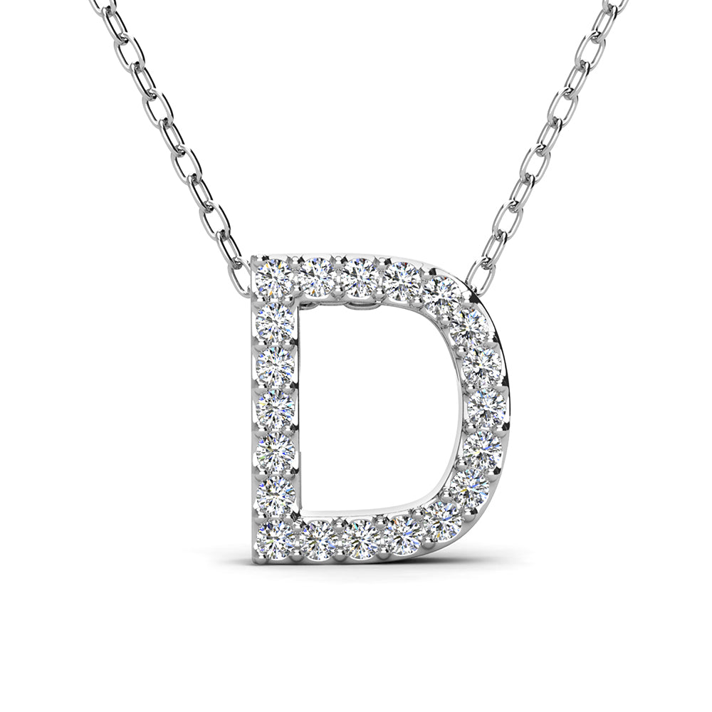Ethereal Collection 18k White Gold Plated Initial Letter Pendant Necklace with Swarovski Crystals