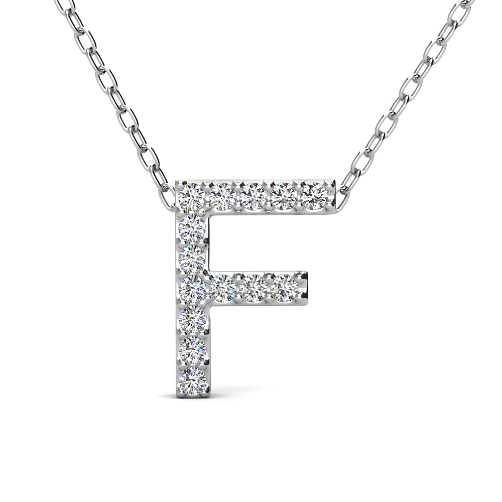Ethereal Collection 18k White Gold Plated Initial Letter Pendant Necklace with Swarovski Crystals
