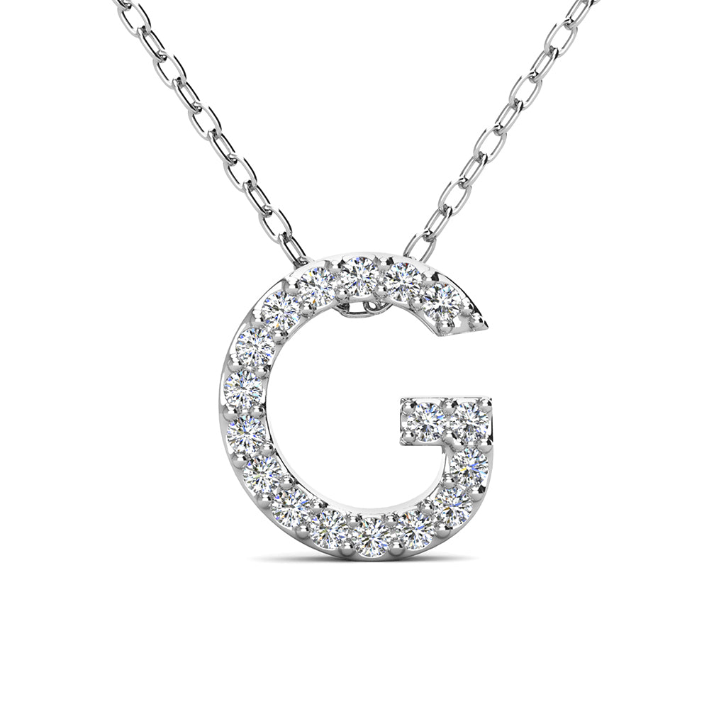 Ethereal Collection 18k White Gold Plated Initial Letter Pendant Necklace with Swarovski Crystals
