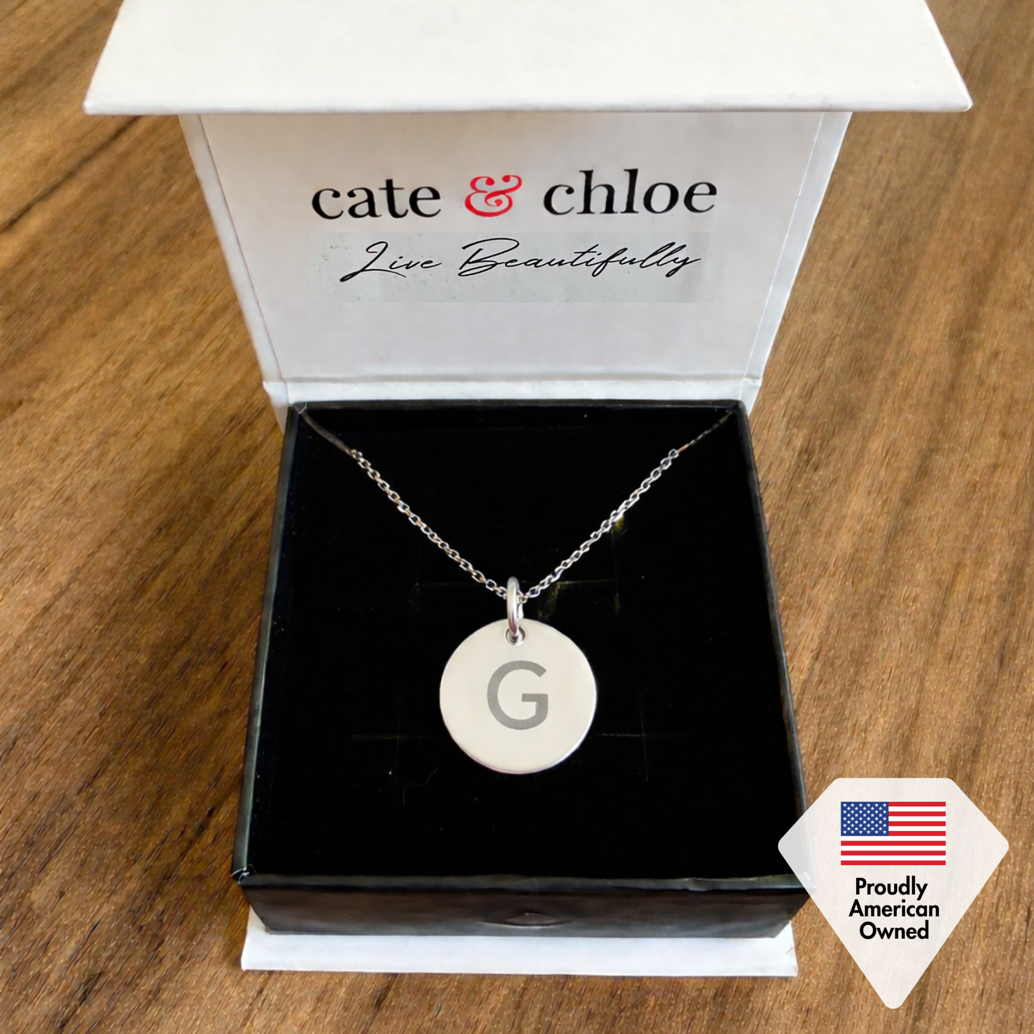 Summer Collection 18k White Gold Plated Engraved Initial Letter Pendant Necklace