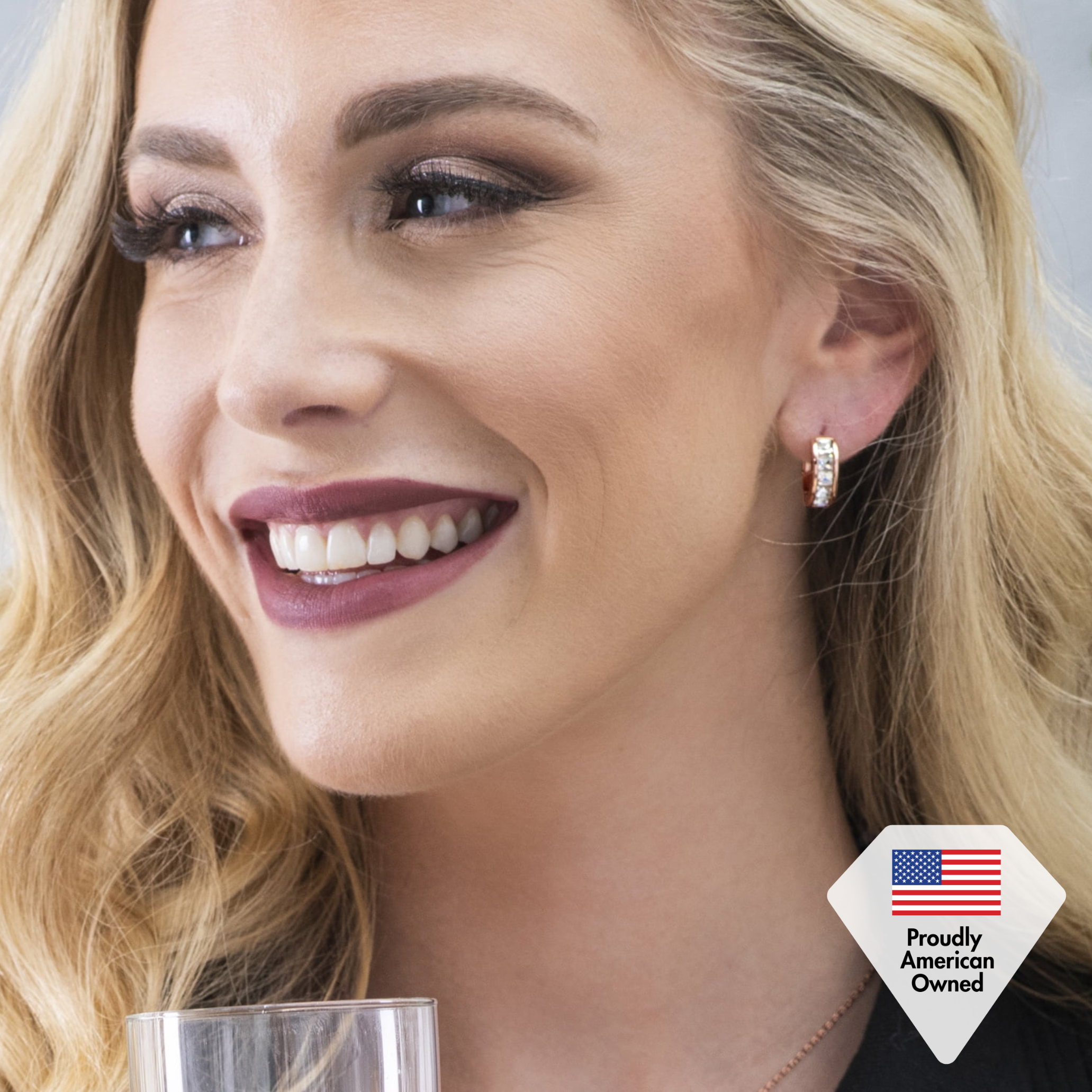 Giselle 18k White Gold Plated 15mm Hoop Crystal Earrings with Swarovski Crystals