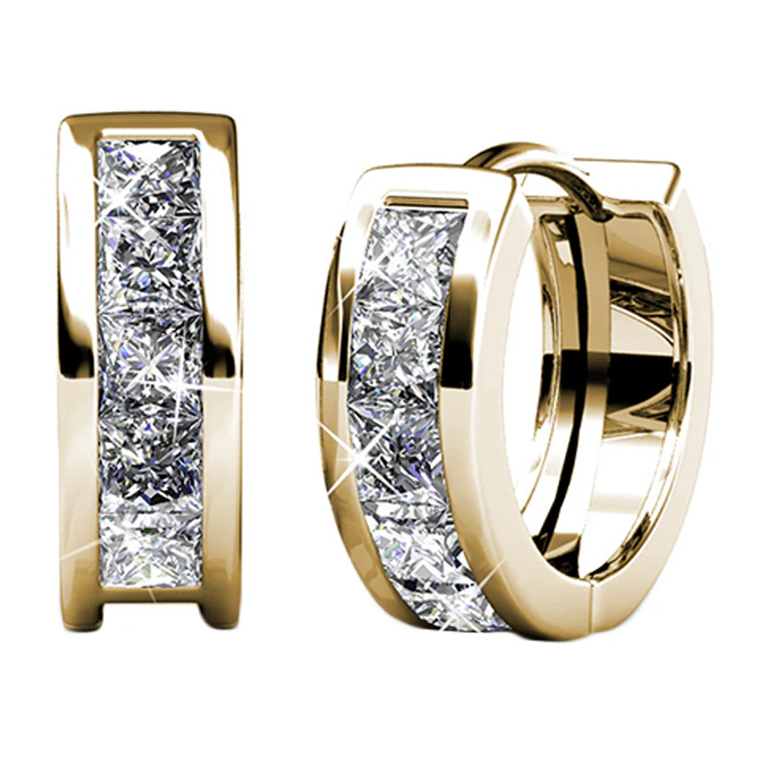 Pack of 3 - Giselle 18k Gold Plated 15mm Hoop Crystal Earrings with Swarovski Crystal
