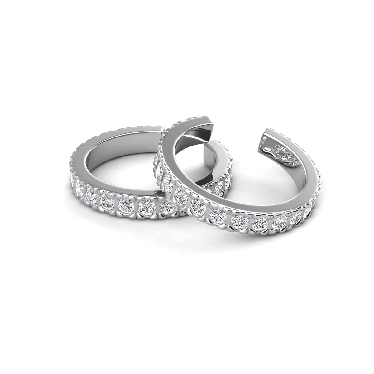 Gloria 18k White Gold Plated Hoop Ear Cuffs with Swarovski Crystals
