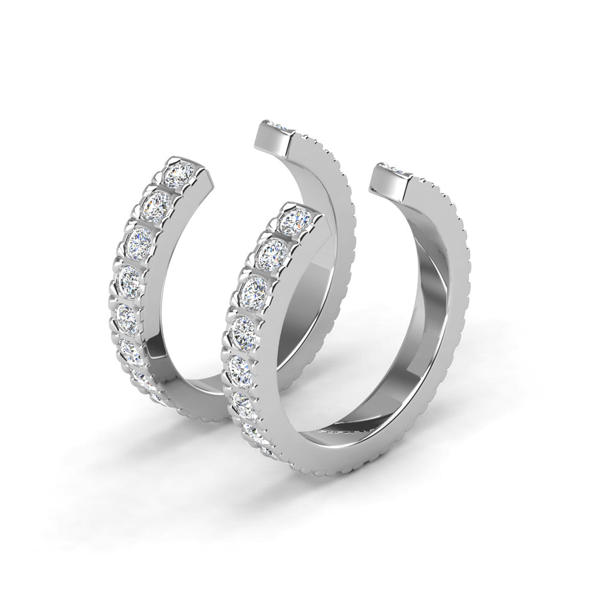 Gloria 18k White Gold Plated Hoop Ear Cuffs with Swarovski Crystals