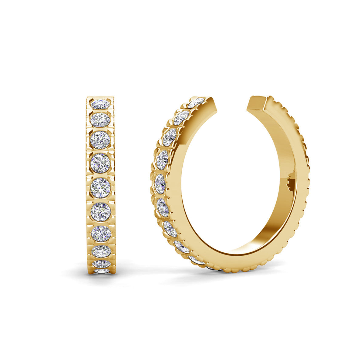 Gloria 18k White Gold Plated Hoop Ear Cuffs with Swarovski Crystals