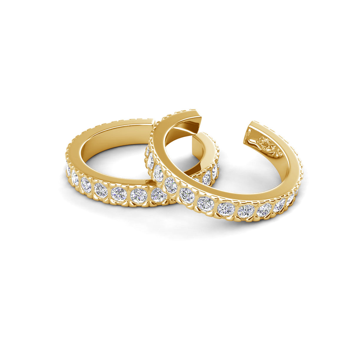 Gloria 18k White Gold Plated Hoop Ear Cuffs with Swarovski Crystals