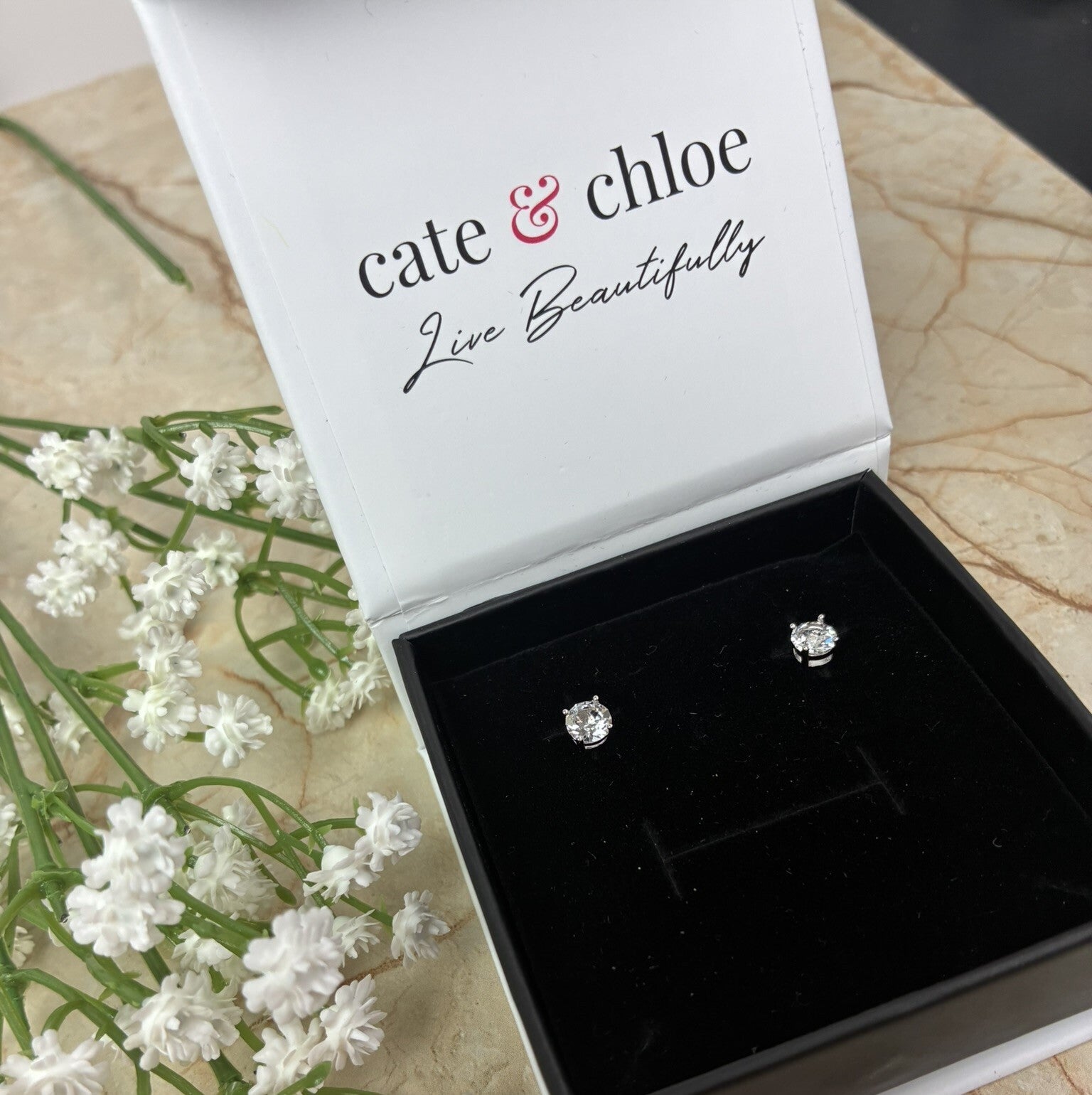 Haddie 18k White Gold Plated 2-in-1 Halo Stud Earrings with Swarovski Crystals