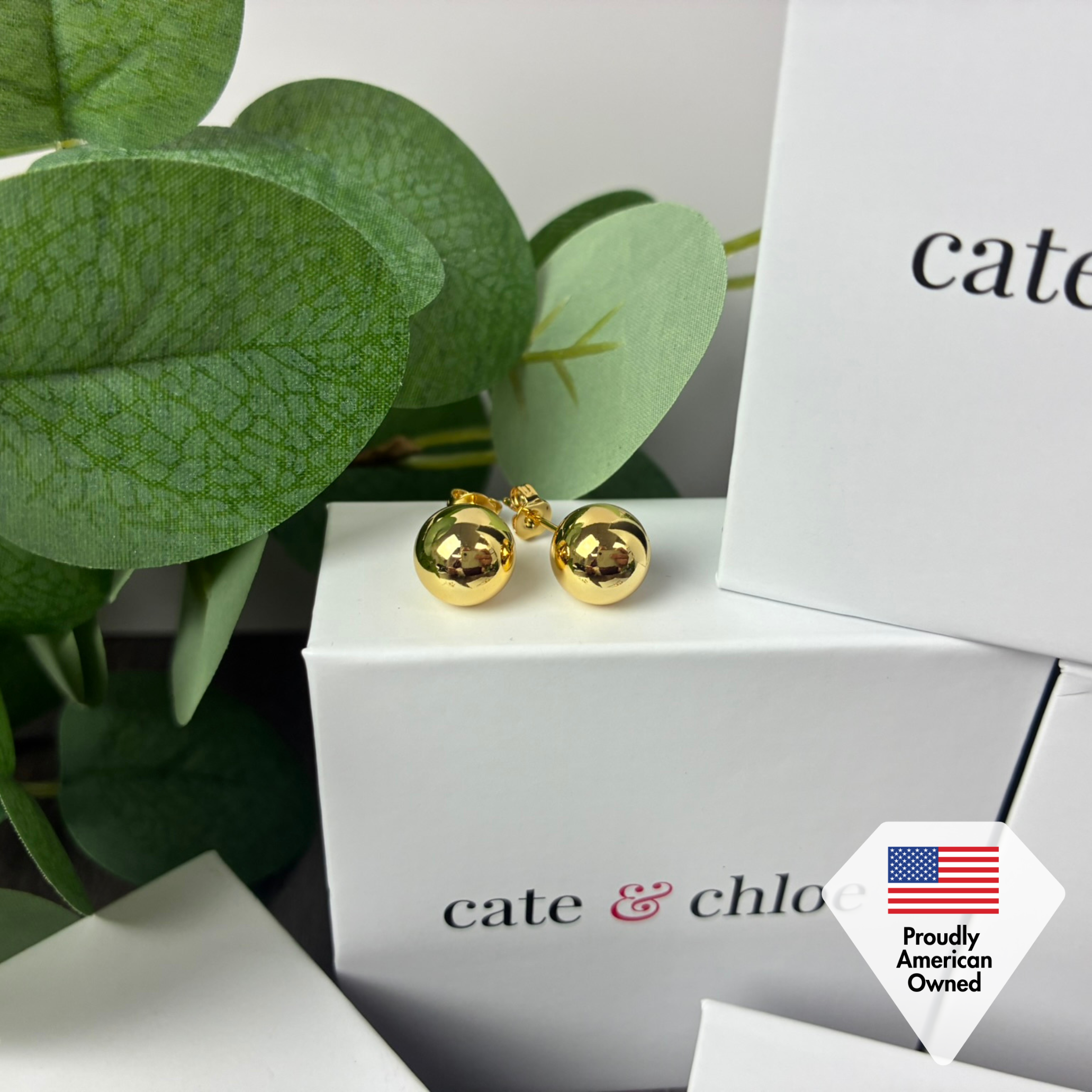 Harper 18k White Gold Plated Ball Stud Earrings