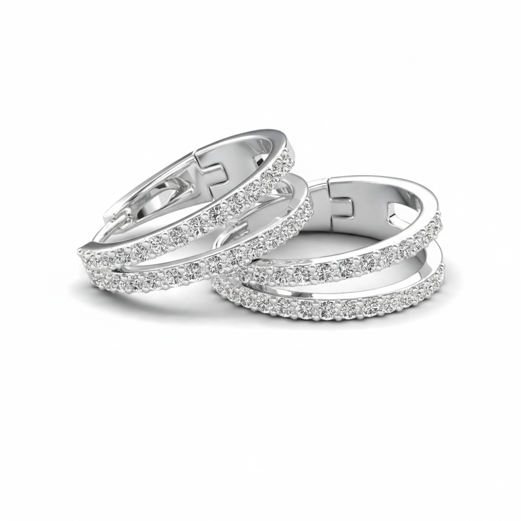 Helen 18k White Gold Plated 22mm Hoop Earrings with Swarovski Crystals