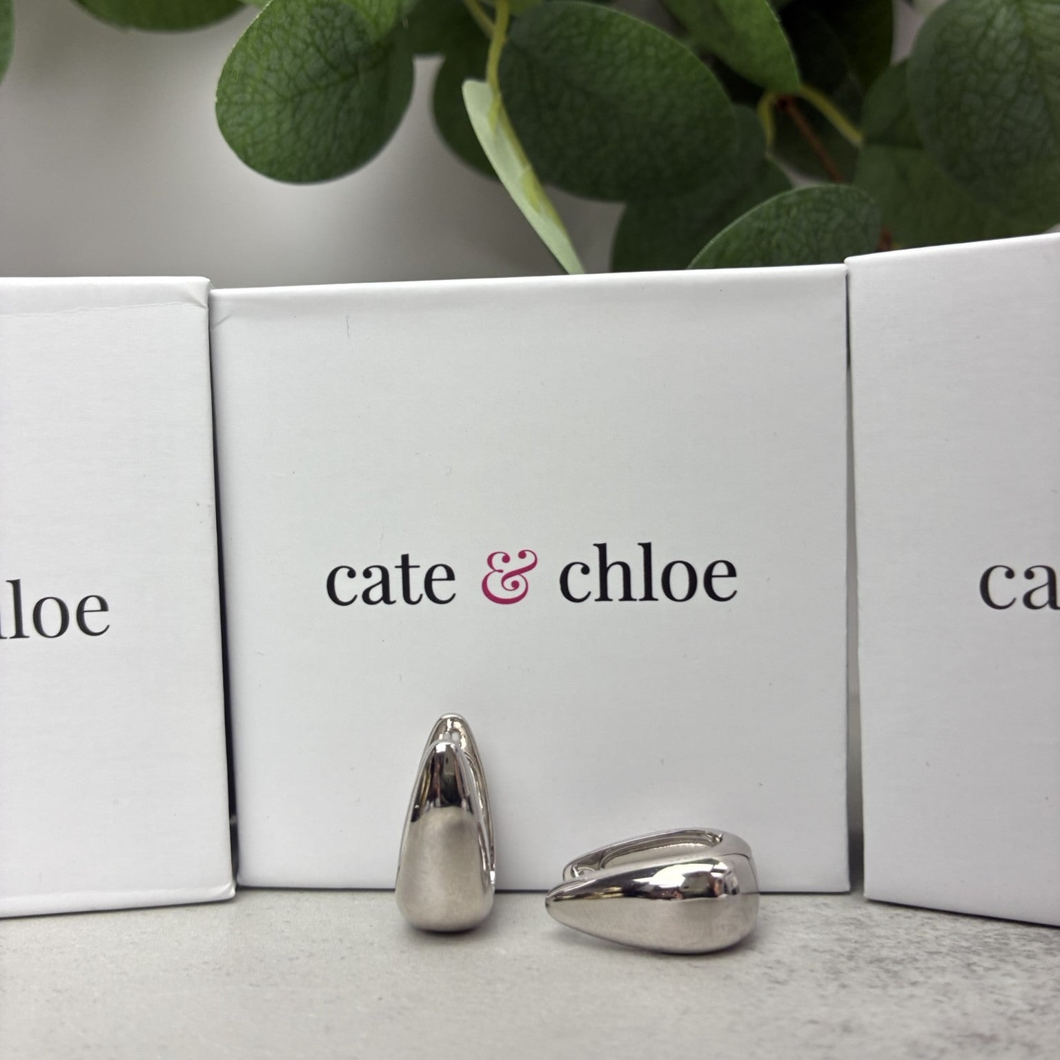 Olive 18k White Gold Plated Teardrop Stud Earrings