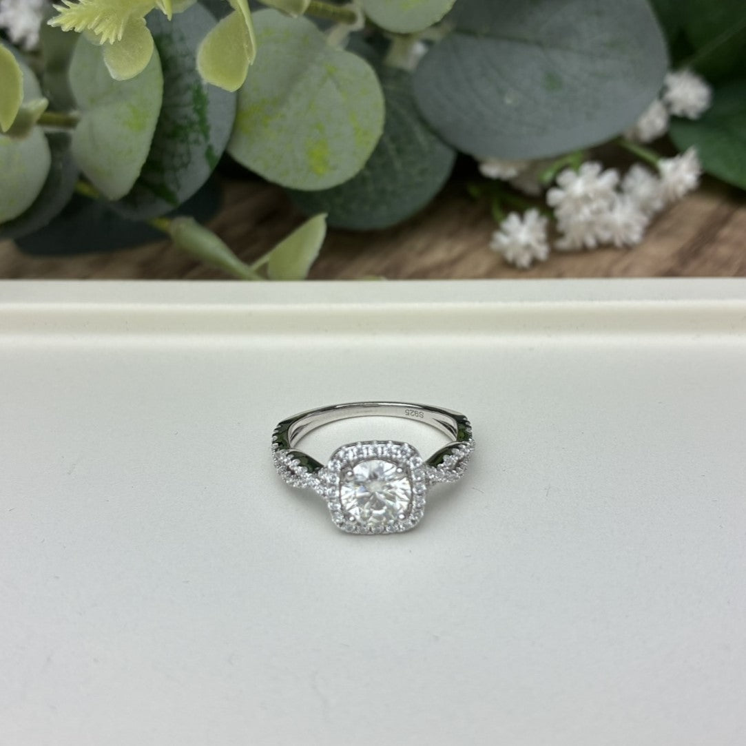 Moissanite by Cate & Chloe Octavia 1.15ctw Round Cut 925 Sterling Silver 18k White Gold Plated Forever Engagement Ring
