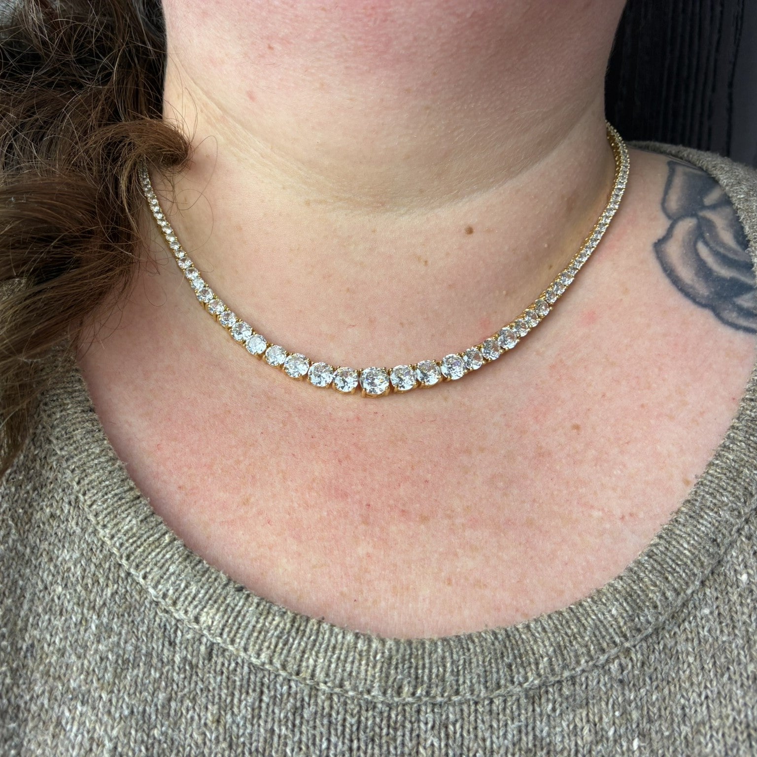 Whitney, Olivia, Kaylee 18k White Gold Plated Tennis Necklace with Simulated Diamond Crystals (Set of 3)
