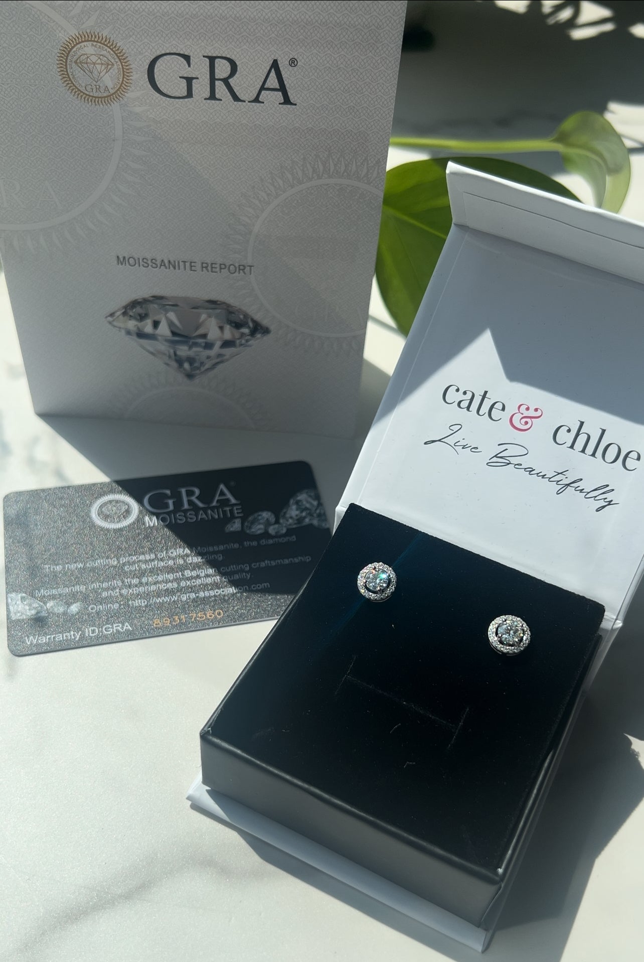 Moissanite by Cate & Chloe Kailani Sterling Silver Stud Earrings with Moissanite Crystals