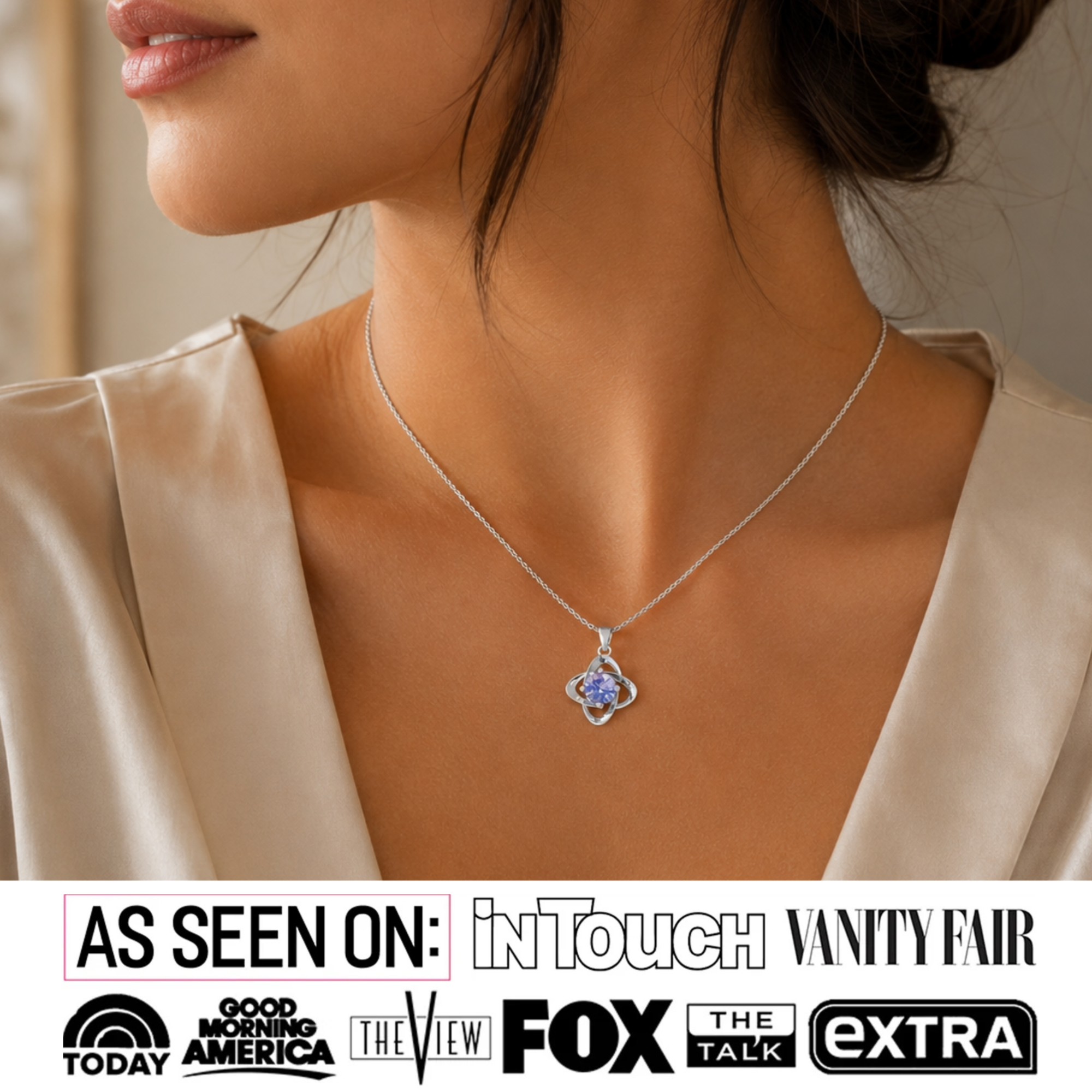 Infinity 18k White Gold Plated Birthstone Flower Necklace with Swarovski Crystal