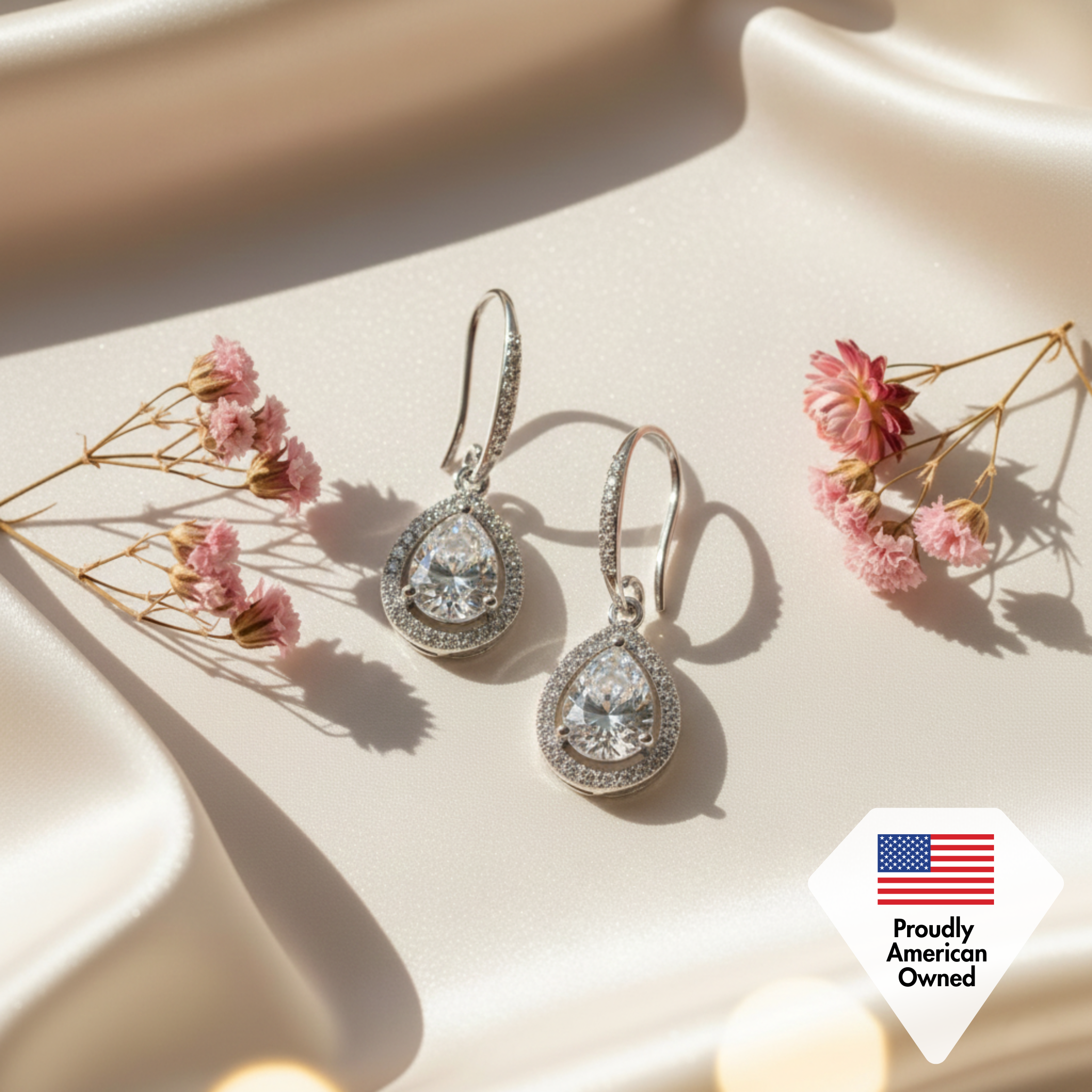 Isabel 18k Gold Plated Dangle Teardrop Earrings with Simulated Diamond Crystals (3 Pair Set)