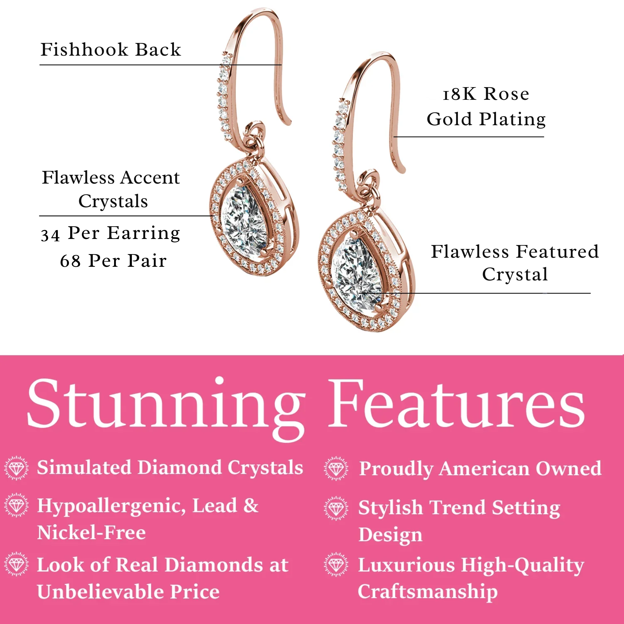 Isabel 18k White Gold Plated Halo Teardrop Necklace with Simulated Diamond Crystal