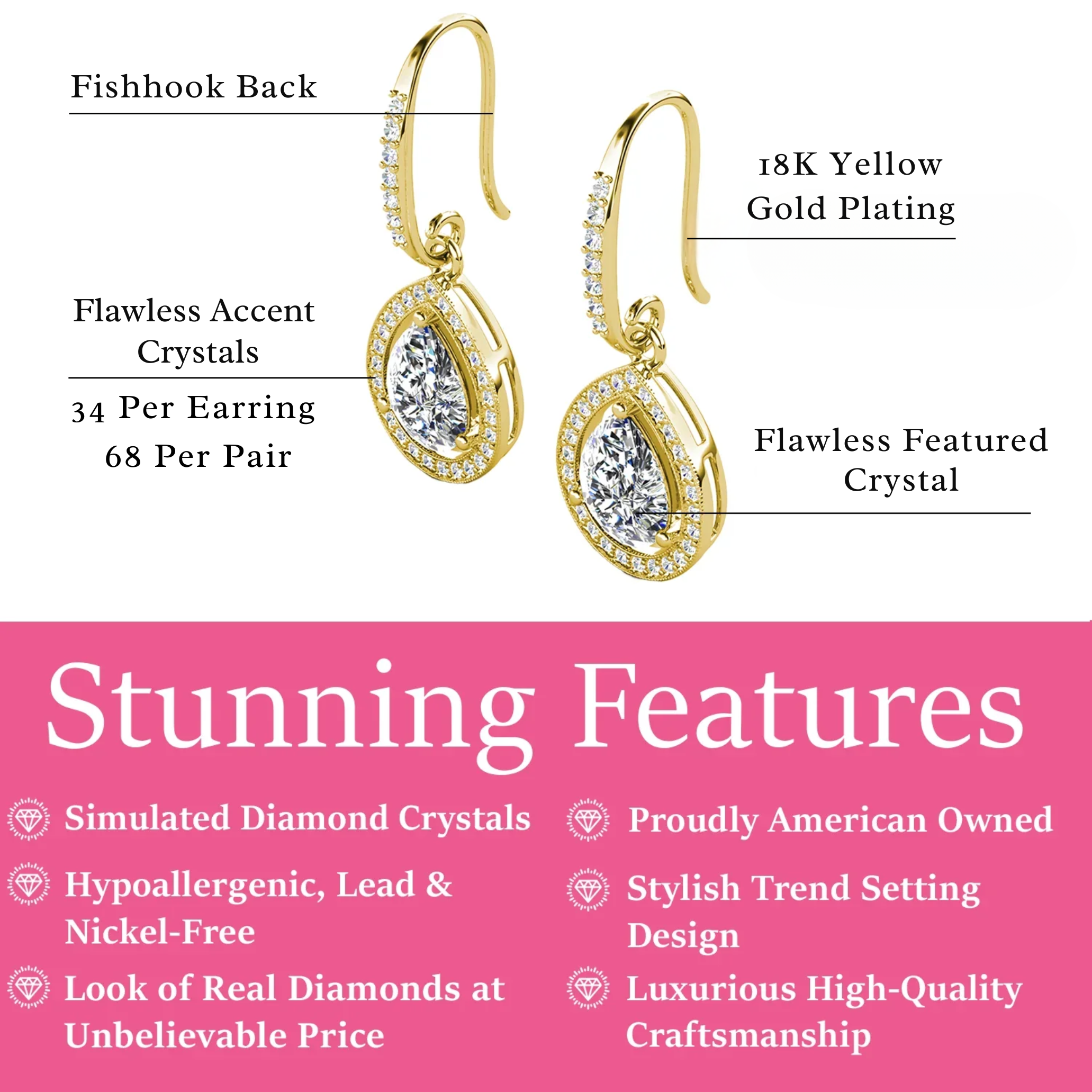 Isabel 18k White Gold Plated Halo Teardrop Necklace with Simulated Diamond Crystal