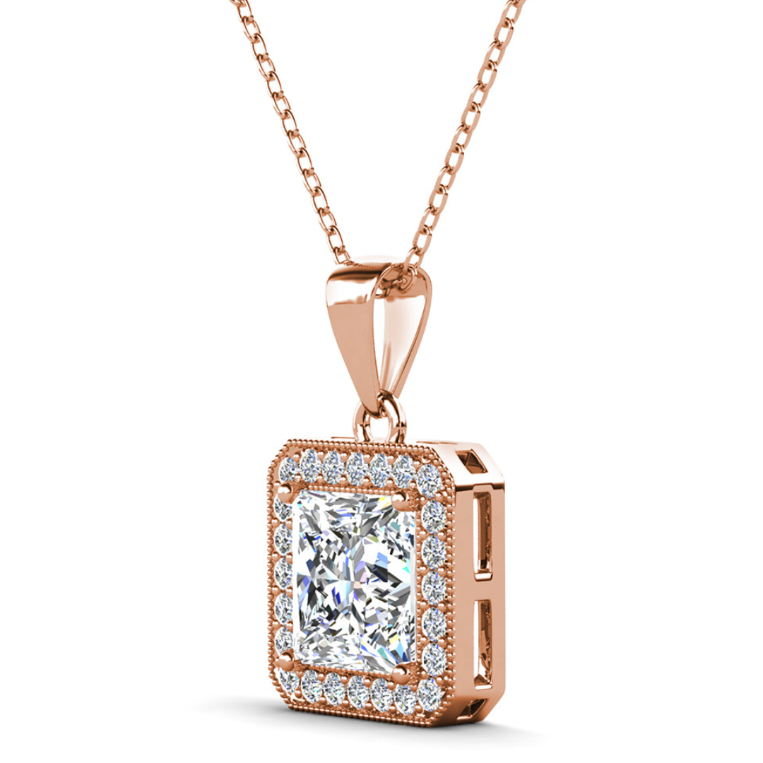 Ivy 18k White Gold Plated Pendant Necklace with Simulated Diamond Crystals