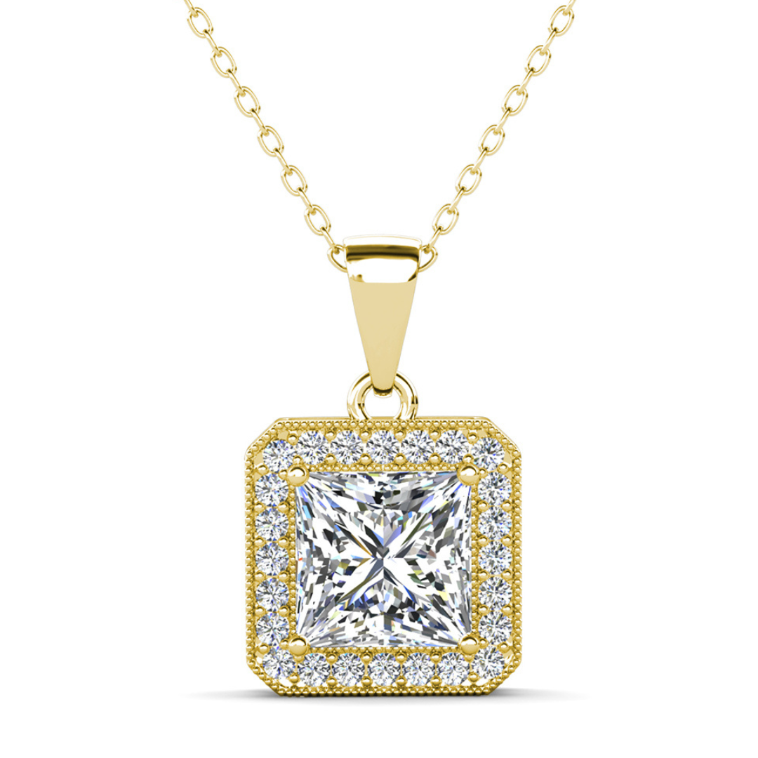 Ivy 18k White Gold Plated Pendant Necklace with Simulated Diamond Crystals