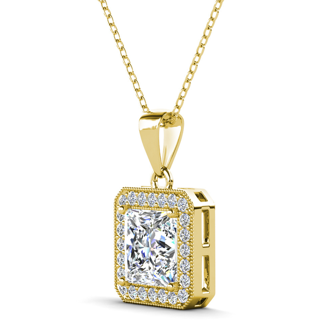 Ivy 18k White Gold Plated Pendant Necklace with Simulated Diamond Crystals