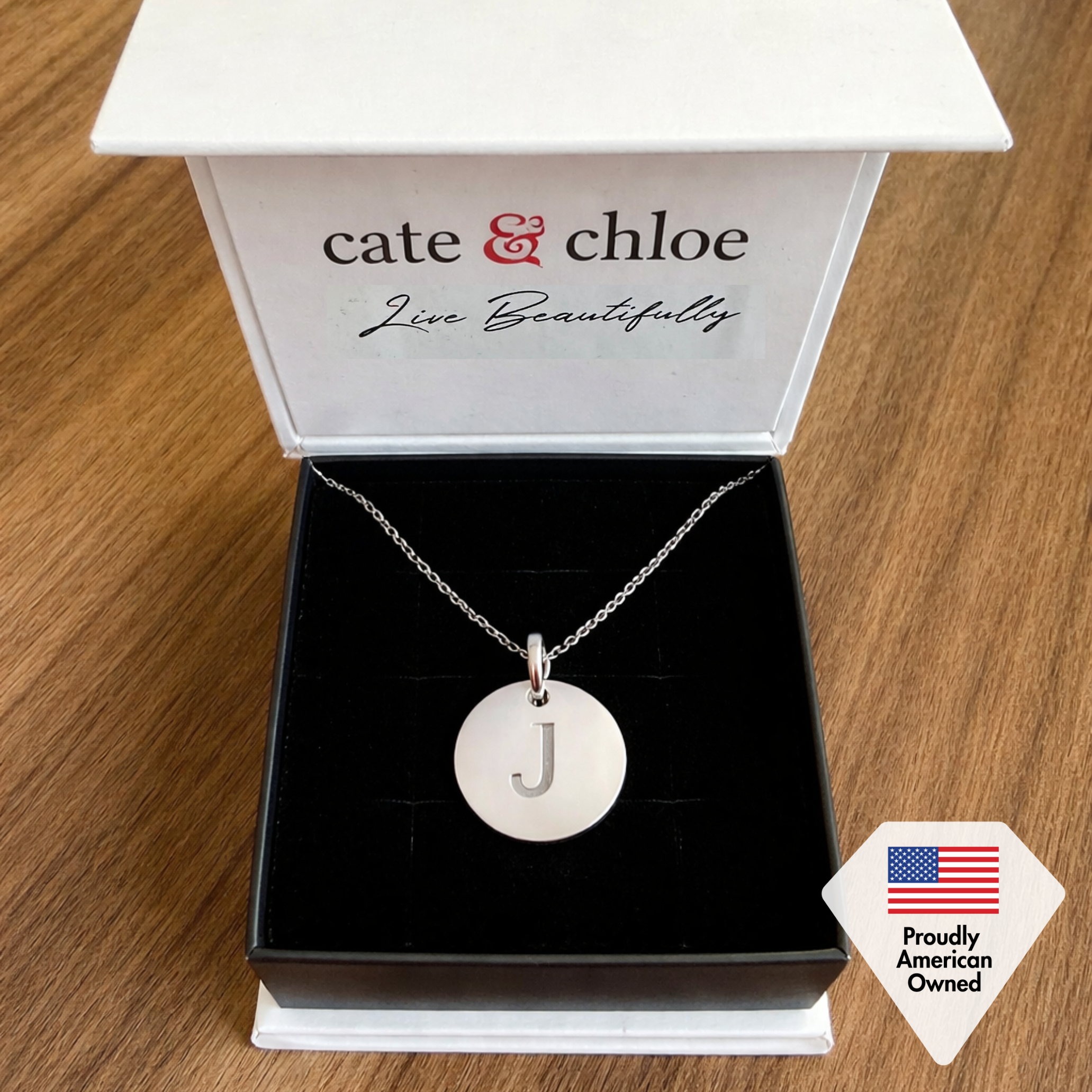Summer Collection 18k White Gold Plated Engraved Initial Letter Pendant Necklace