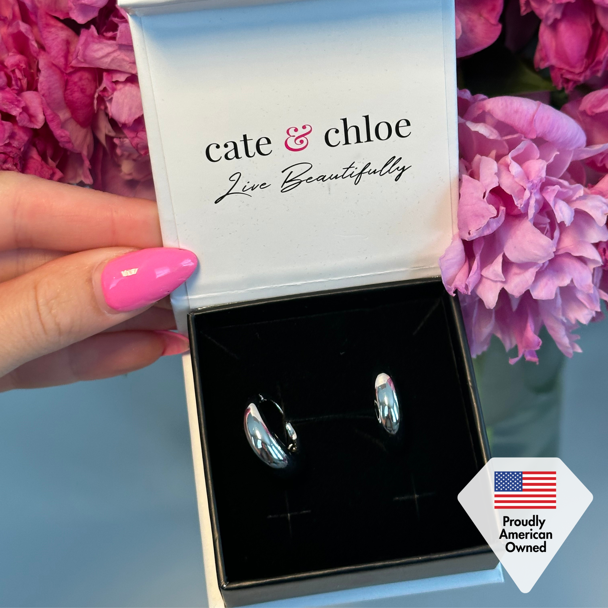 Jacqueline 18k White Gold Plated 21mm Chunky Hoop Earrings