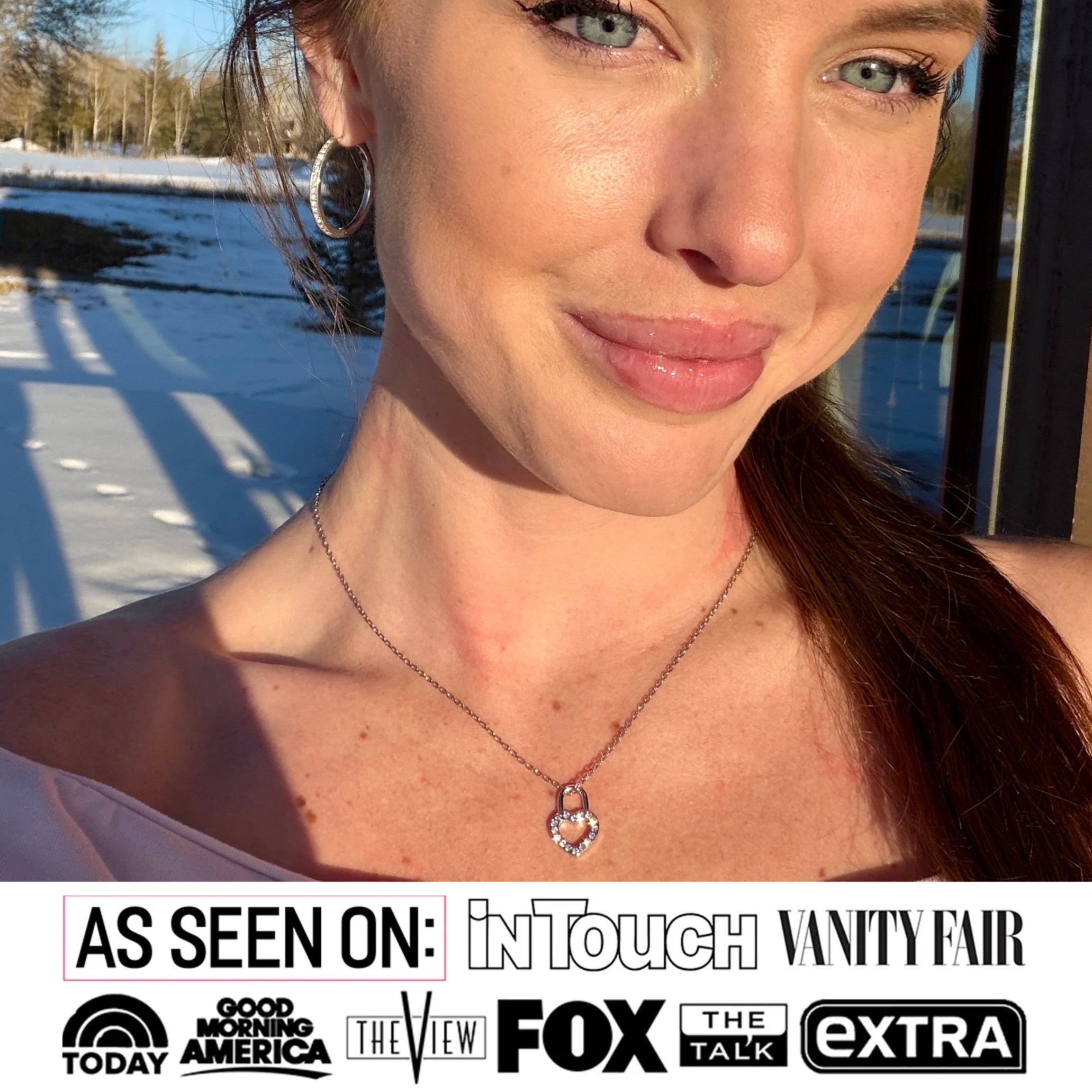 Janelle 18k White Gold Plated Heart Padlock Pendant Necklace with Swarovski Crystals