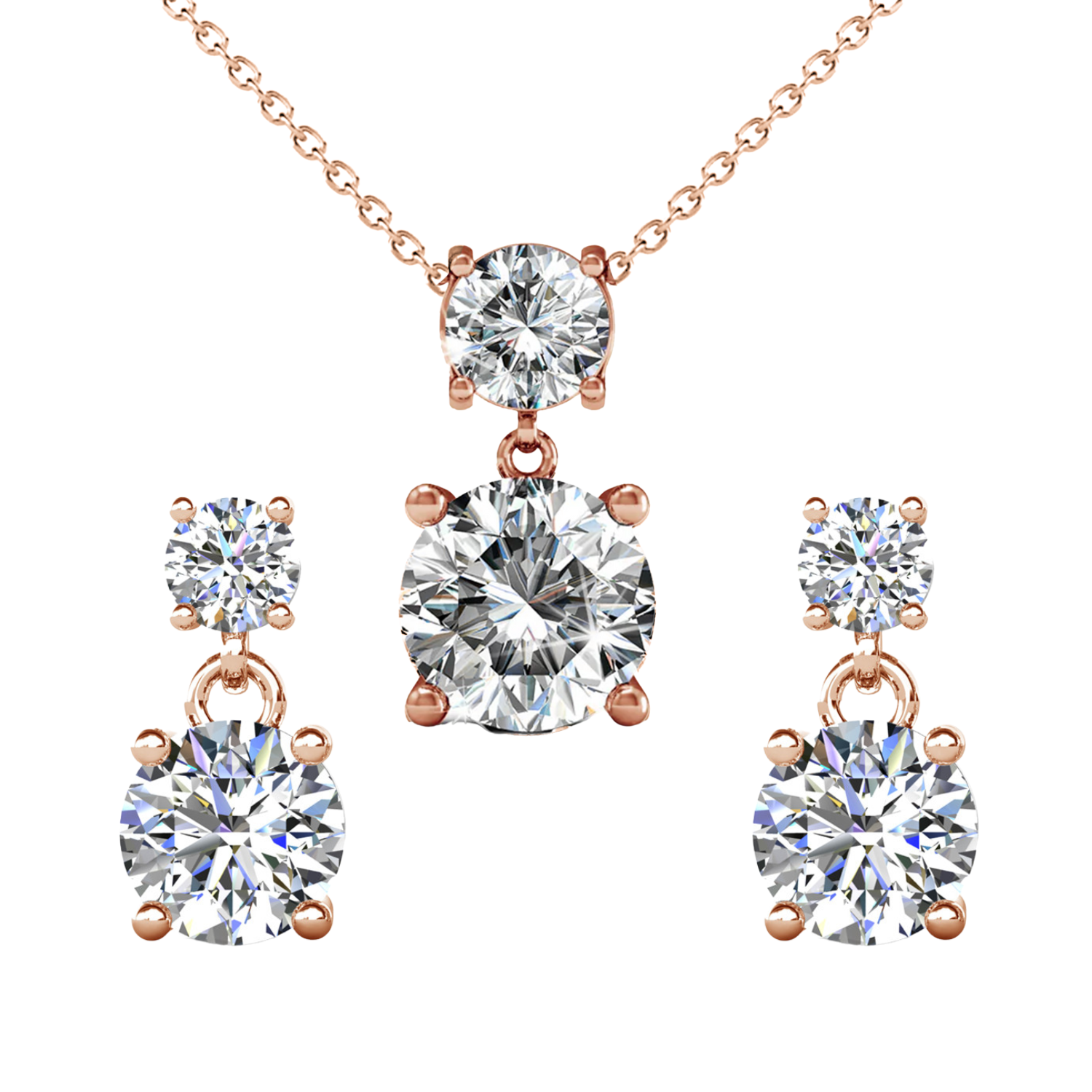 Jasmine 18k White Gold Plated Necklace and Earrings Jewelry Set with Swarovski Crystals