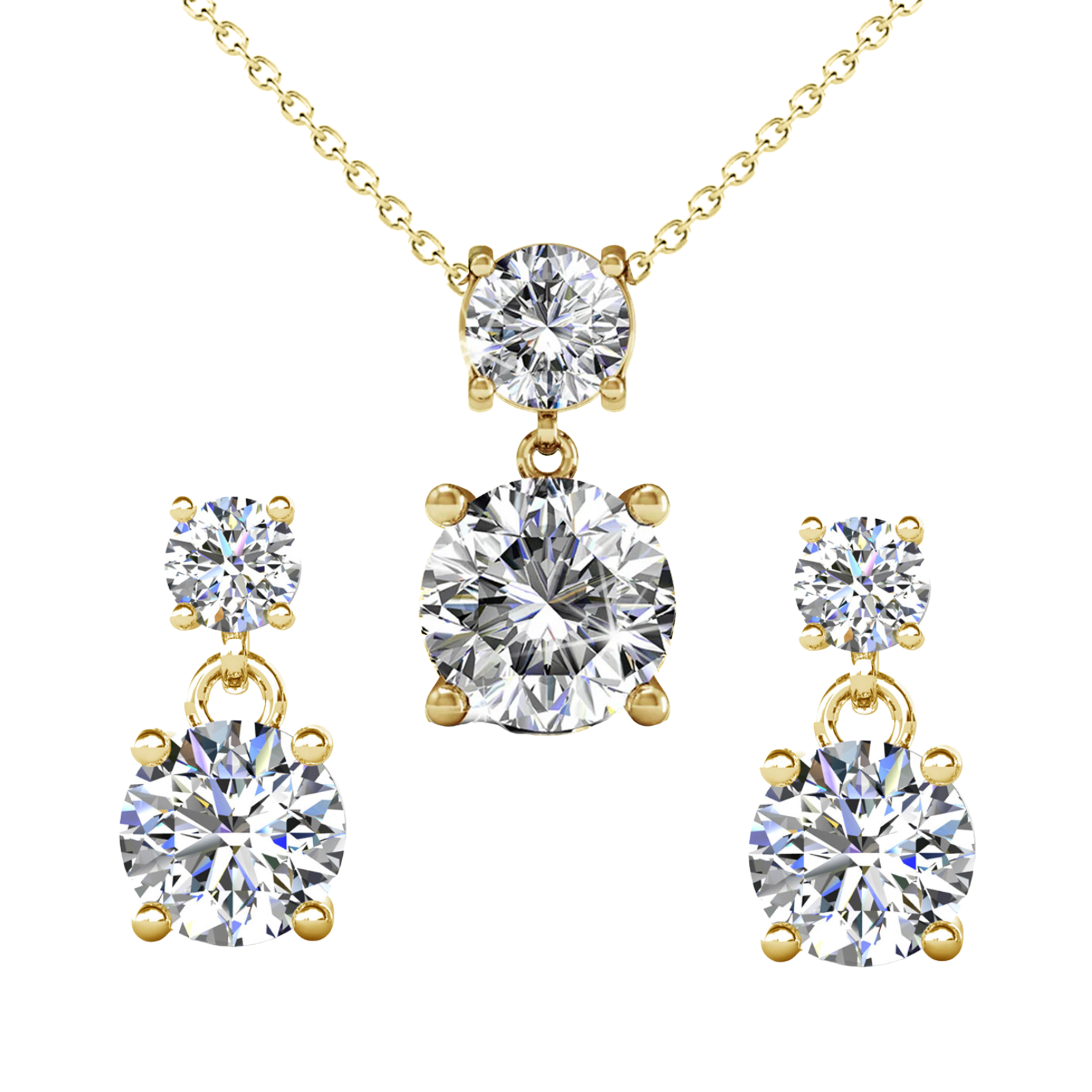 Jasmine 18k White Gold Plated Necklace and Earrings Jewelry Set with Swarovski Crystals
