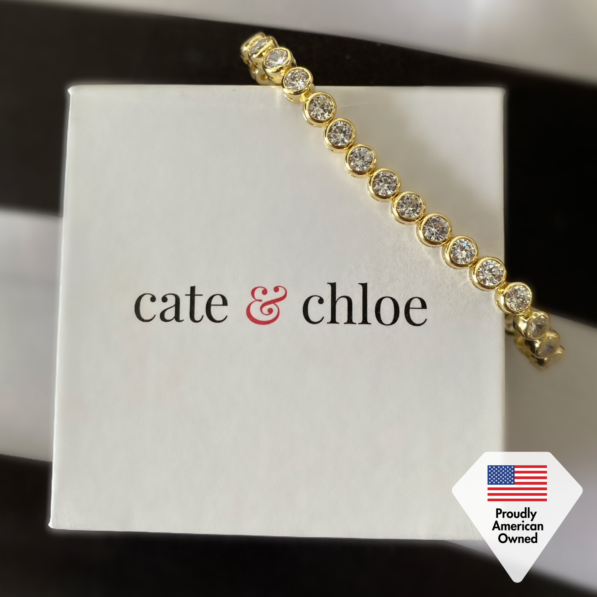 Joelle 18k White Gold Plated Tennis Bracelet with Simulated Diamond Crystals