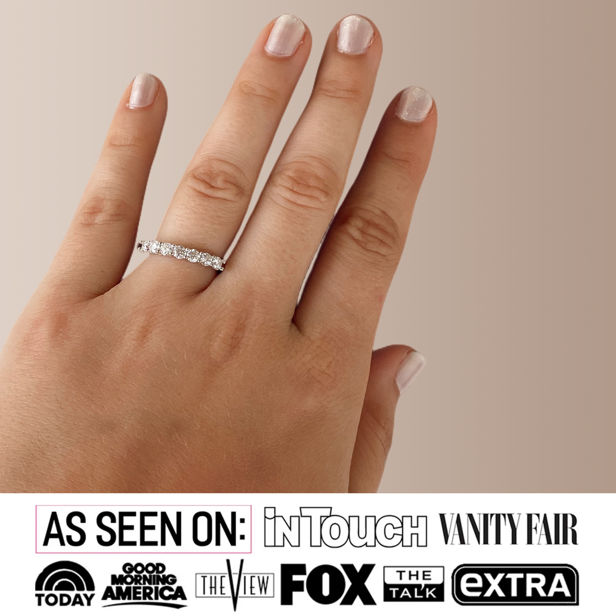 Moissanite by Cate & Chloe Josephine 0.77tcw Round Cut 925 Sterling Silver 18k White Gold Plated Wedding Band