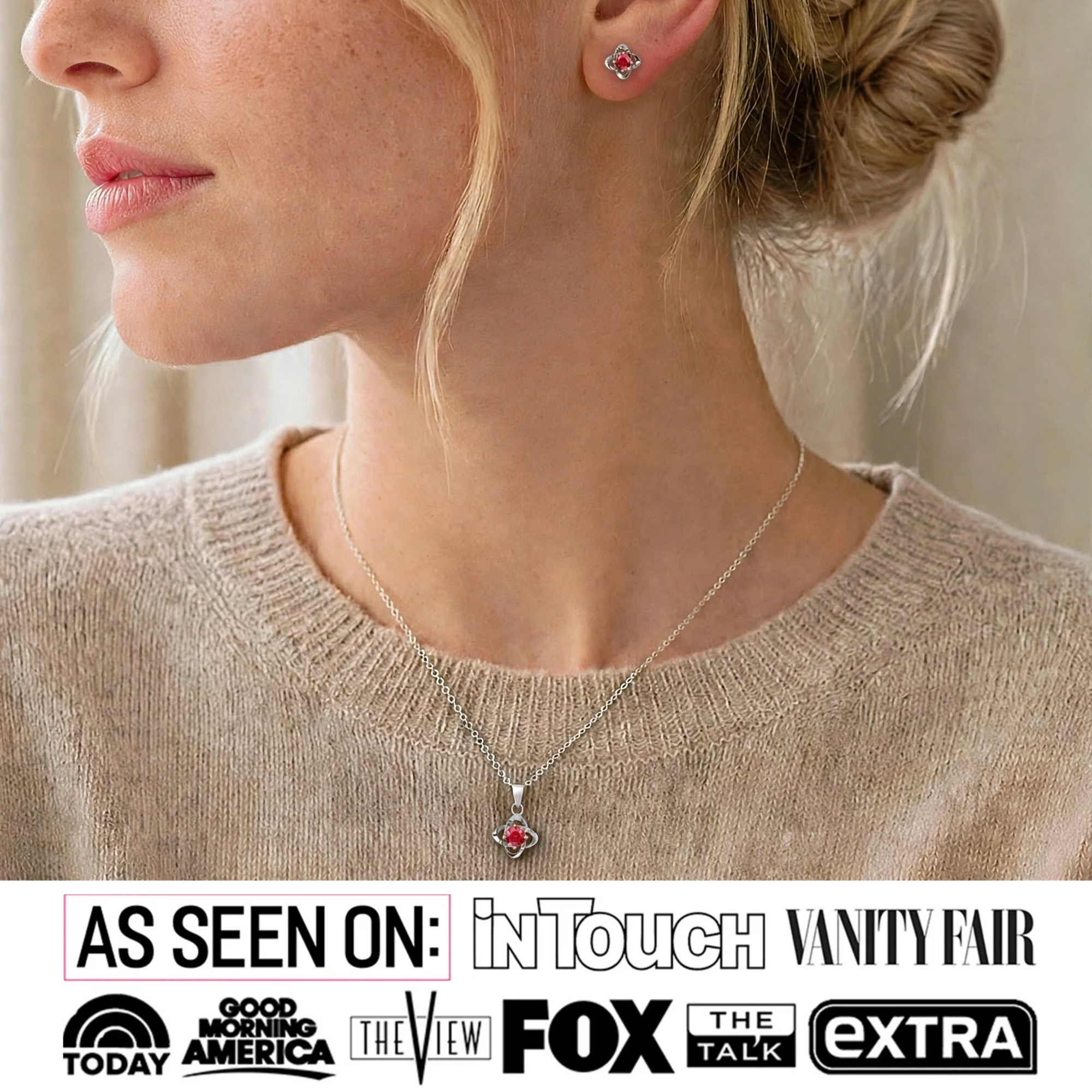 Infinity Birthstone 18k White Gold Plated Stud Earrings and Necklace Set with Swarovski Crystals