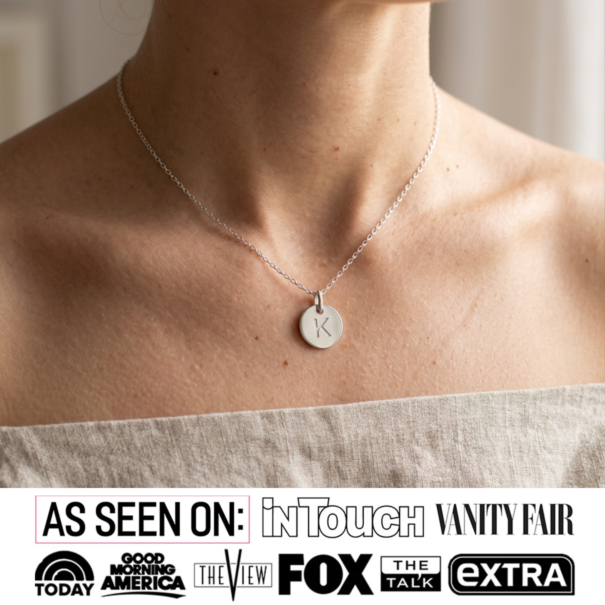 Summer Collection 18k White Gold Plated Engraved Initial Letter Pendant Necklace